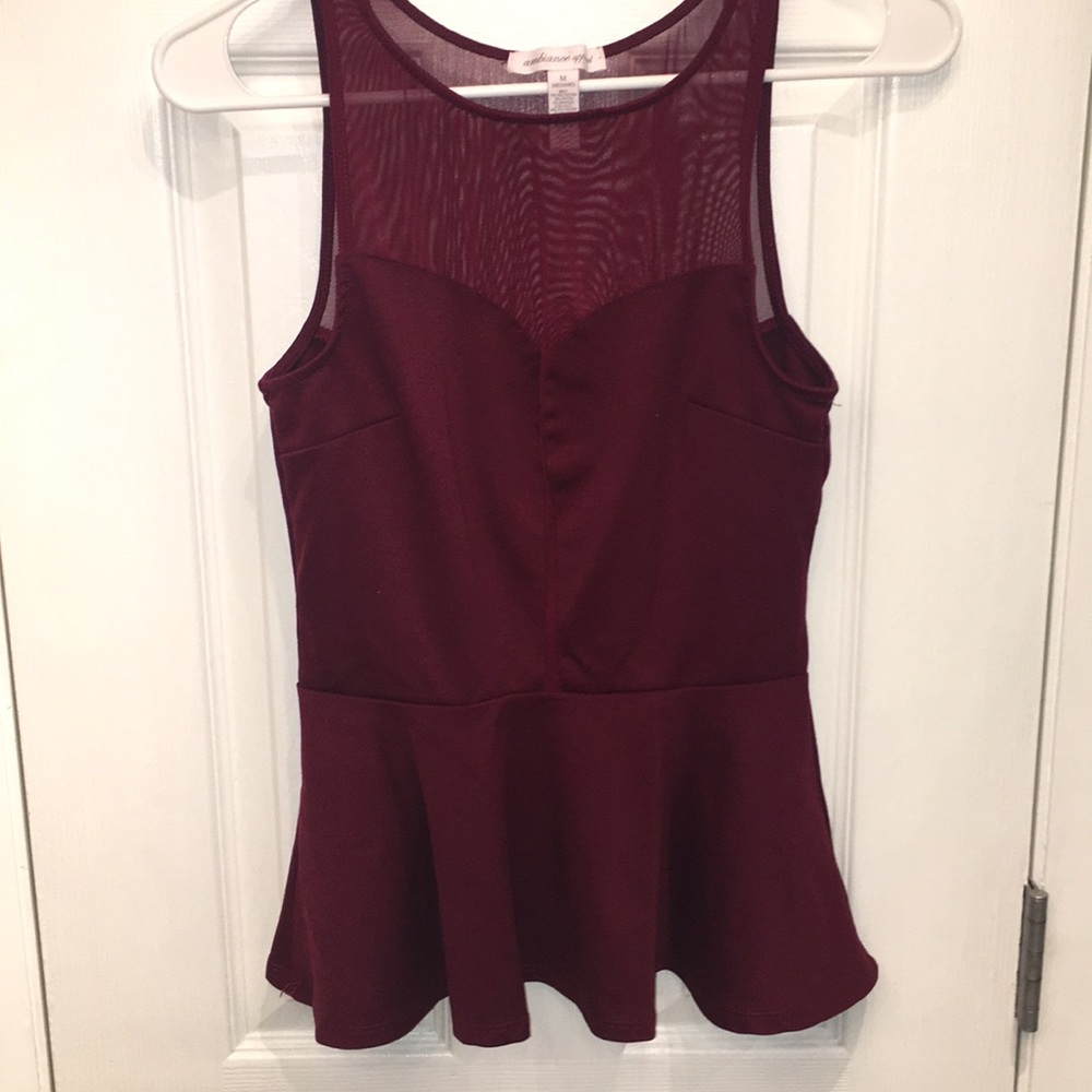 Maroon Peplum Fitted-Top